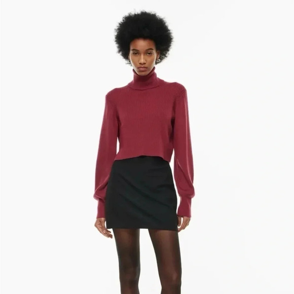 Aritzia Wilfred Rebecca Cropped Turtleneck | Beige | Size L - Picture 8 of 9